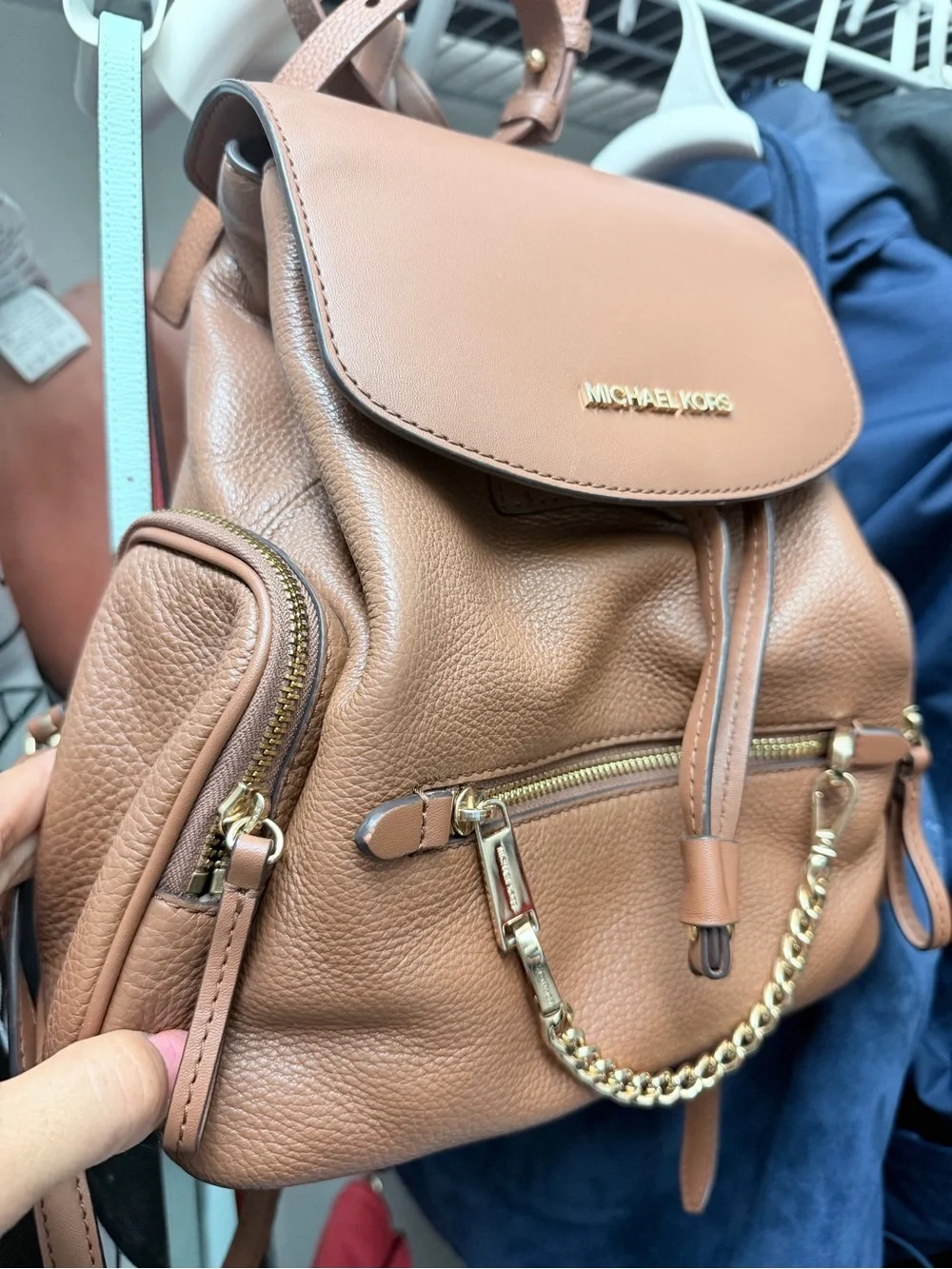 Michael Kors Brown Leather Backpack with Gold Hardware